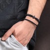 JSJOY Cross Bracelets for Men Christian Cross Bracelet Obsidian Onyx