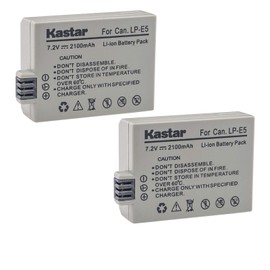 Kastar Battery (2-Pack) for LP-E5, LC-E5E Work with Canon EOS 450D, 500D, 1000D, Kiss F, Kiss X2, Kiss X3, Rebel XS, Rebel XSi, Rebel T1i Digital Cameras