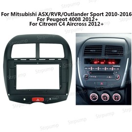 10.1'' Car Radio Stereo Dash Frame Fascia Bezel Panel Compatible for Mitsubishi ASX Peugeot 4008 Cirroen C4 Mitsubishi RVR Outlander Sport Install Mount Kit