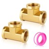 FANOVO 1/2 inch Forged Brass Tee Pipe Fitting, 2Pack 1/2''