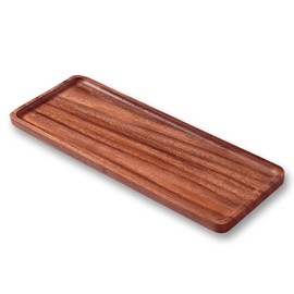 13.8 X 5.5in Solid Acacia Wood Serving Trays Rectangular Wooden Serving Platters for Home Decor, Charcuterie Board,Bathroom Vanity Counter Tray, Toilet Tank Tray (1)
