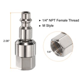 HARFINGTON 3pcs Swivel Air Plug 1/4" NPT Female Thread 1/4" Body M Industrial Type Industrial Swivel Coupler Plug Air Hose Fittings Connector