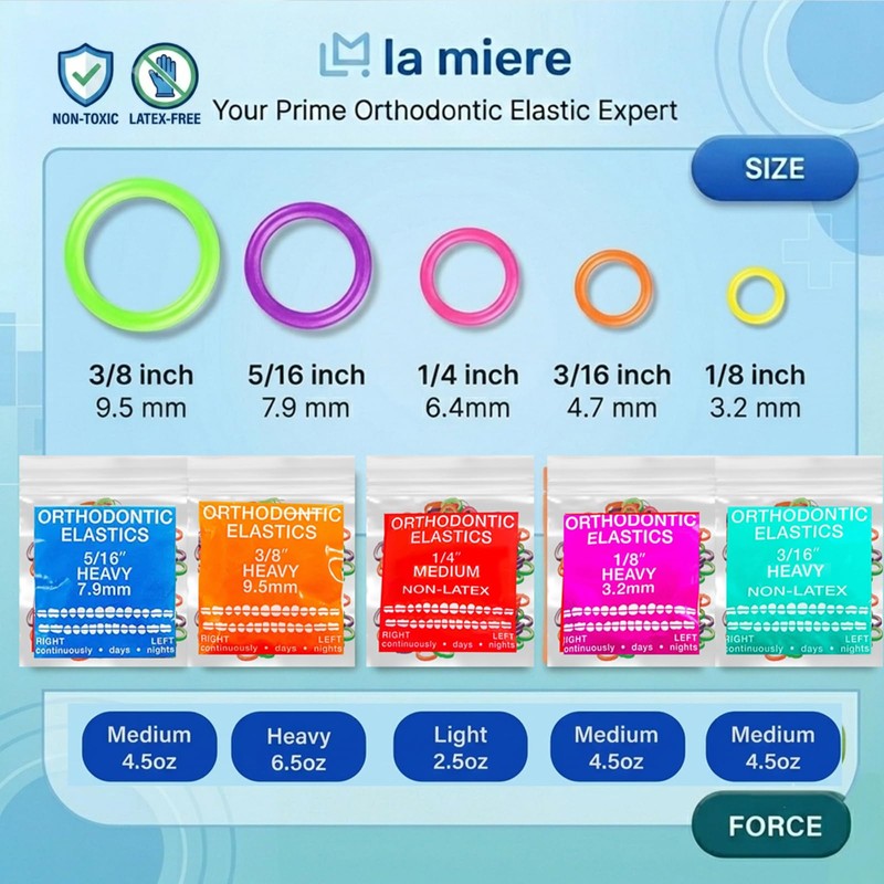 Neon Non-Latex 100 counts Intraoral Elastic Bands Orthodontic Elastics Dental