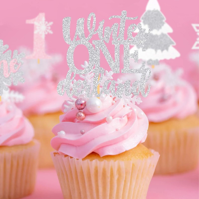 Winter Onederland Cupcake Topper Snowflakes One 1st Birthday Party Decoration
