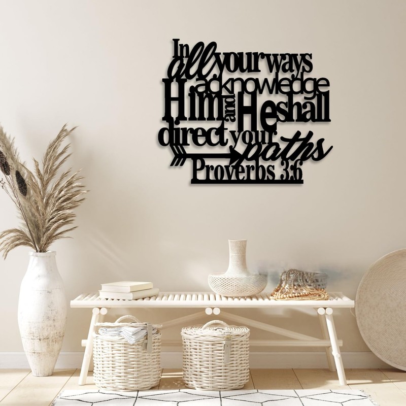 LIYOUYA Proverbs 3:6 Metal Wall Decor - Scripture Motivational Christian