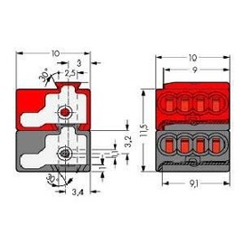 50 x Wago Connectors for EIB Applications, Colour: Grey and Yellow Locking