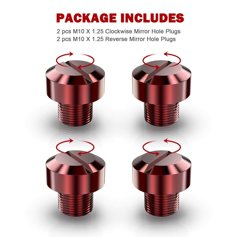 MZS Mirror Hole Plugs Motorcycle Mirrors Blanking Cover Caps Universal