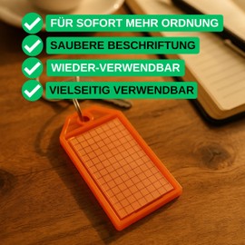 Your Day Mate Key tags for labelling, 12 pieces, 6 colours, with key ring, 51 x 20 mm label window, key tag with split ring, key labelling, key labels, key organisation