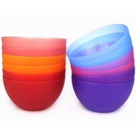 KX-WARE Plastic Bowls set of 12 - Unbreakable and Reusable 32oz/6 inch Plastic Cereal/Soup/Salad Bowls in 6 Assorted Color | Dishwasher Safe, BPA Free