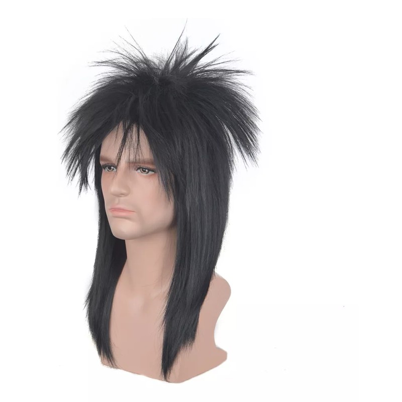 OEM Mullet Cher Glam Rock-rocker Cospl, Largo, Negro, De Los