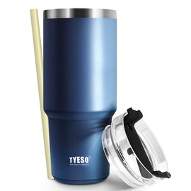 TYESO Tumbler with Straw, Water Bottle, Sports Bottle, Straw Bottle with Lid, Vacuum Insulated, 30.5 fl oz (900 ml), Vacuum Quenchure, Thermos, Exercise, Multicolor, Direct Drinking, Hot and Cold