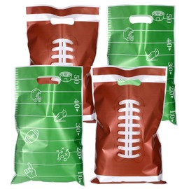 100 Pcs Football Goodie Bags for Kids, Plastic Football Party Favors Football Snack Bags for Team Gifts, Birthday Candy Sports Goodie Treat Bags for Birthday Party Sports Themed Gifts(Green&Red)