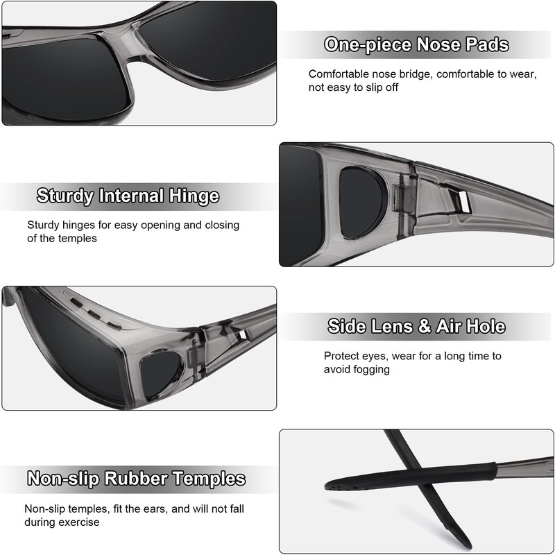 MEETSUN Fit Over Glasses Sunglasses for Men Women,Wrap Around Sunglasses