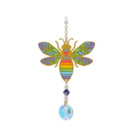 Wild Things Gifts Glass Crystal Dreams Suncatcher - Rainbow Bee - Hanging Crystal Ornament With Gold Details - Rainbow Effect