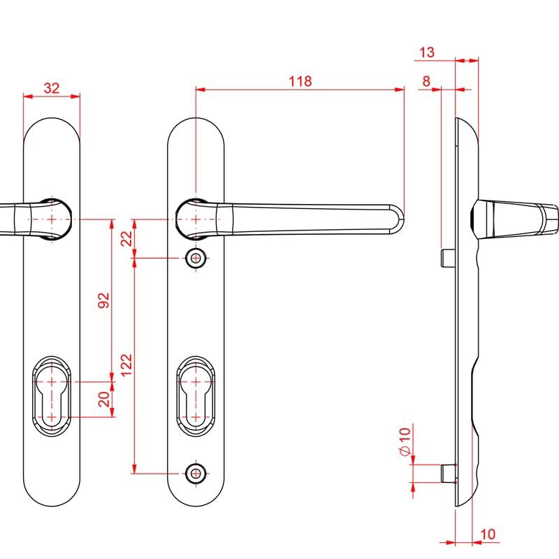 Ultion Sweet Door Handle 122mm (Short Fixings) - Matching Door