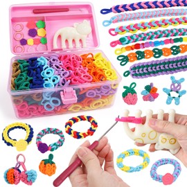 DDAI Bracelet Making Kit for Girls Ages 6-12 – Arts and Crafts for Kids Weaving Loom Bracelets Kits -1000+ Colorful Elastic Cloth Loom Bands – Great Birthday Gift for Girls Boys 7 8-12 Years Old