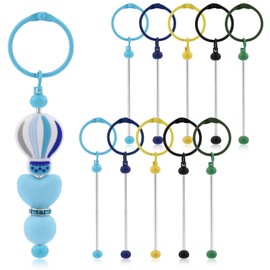 WEWAYSMILE Set of 10 Blank Beads Key Chain Bars Beadable Keychain Bars Beaded Keychains for DIY Jewellery Key Chain Accessories (Mixed Colour 1)
