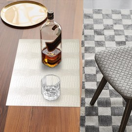 Faux Leather Hardboard Placemats, Set of 6 PU Table Mats, Easy to Clean, Heat & Stain Resistant for Office Conference Table,Dinging Home Decor