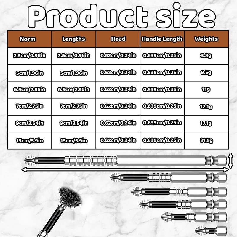 Magnetic Drill Bits,Bit Set,6 Pcs Anti-Slip Magnetic Durability Bits Set
