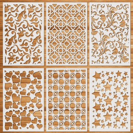 OOTSR Set of 6 Stencils Set, Stencils Reusable, Drawing Painting Stencils, Plastic Stencils Templates for Wood, Floor, Furniture Wall Design, DIY Scrapbooking, 26.2 x 17.8 cm