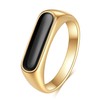 VQYSKO Gold/Silver Signet Stainless Steel Band Ring18k Gold Plated Fashion