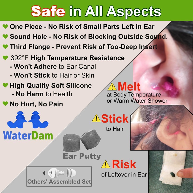 WaterDam Swimming Ear Plugs Great Waterproof Ultra Comfy Earplugs Prevent