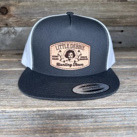 Yupoong Little Debbie Hunting Club Flatbill Snapback Leather Patch Trucker Hat