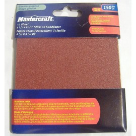 Mastercraft LOT OF 5 SHEETS 150 GRIT 1/4 SHEET PALM SANDER PSA STICK ON SANDPAPER 4 1/2