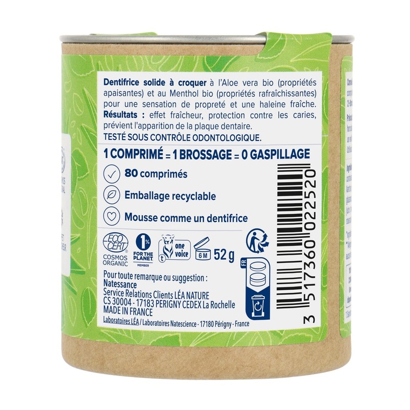 Natessance - Chew Toothpaste - Solids - Organic Aloe Vera