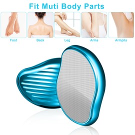 Nano Crystal Hair Remover, Painless Exfoliating Hair Remover, 2-in-1 Wet & Dry Callus Planer, Safe and Quick Crystal Hair Eraser for Hand, Elbow, Foot, Blue