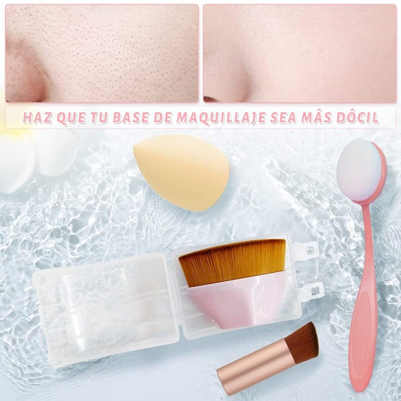 UNIVERSOENLÍNEA.COM Set 4 Aplicadores Maquillaje Brochas Esponja Belleza Polvo Base