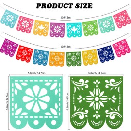 Qpout 4 Mexican Fiesta Party Decorations Banners, Felt Cinco de Mayo Decorations Banner, Day of the Dead Decor Papel Picado Banner, Dia De Los Muertos Garlands, Fiesta Birthday Baby Shower Flags