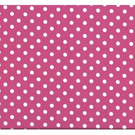 Small Polka Dot Poly Cotton Fabric by The Yard, 58”/60”, (Fuschia/White)