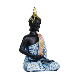 XGOPTS Small Thai Buddha Statue Thai Sculpture Ornament Meditation Peace Harmony Statue Shelf Table Decoration Home Decoration Yoga Room Decoration Blue