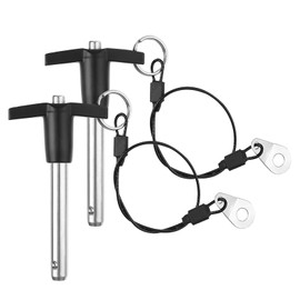ZOWZEA 2 Pack T Handle Quick Release Pin 3/8 Inch Diameter ,Stainless Steel Ball Locking Pin with Push Button Lanyard Cable Usable Length 1.97"(9.5*50mm)