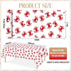 54 Inch x 100 FT Crab Boil Party Tablecloth Roll, Plastic Disposable Crab Table Cover for Seafood Boil Party Lobster Seasoning, BBQ, Summer Picnic Supplies(White)