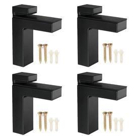Metal Adjustable Wood/Glass Shelf Bracket Wall Mount, Mounting Brackets, Wall Bracket for 5-30mm(0.2-1.2Inch) Thickness Shelf, Black，Large Size 4Pack