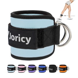 1PCS Ankle Straps for Cable Machines Women Men Gym Workout Ankle Strap for Cable Machine Adjustable Leg Straps Cuff Attachment Glute Workouts with Double D-Rings & Neoprene Padding, Light Blue