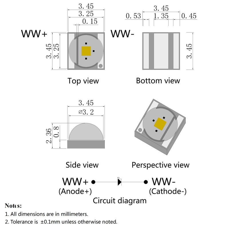 LEDGUHON 10Pcs 3535 SMD Led Chip 3W Warm White Light