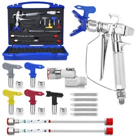 16 PCS Airless Paint Sprayer Gun Kit, 3600 PSI High Airless Paint Sprayer Gun with Nozzle Tip Guards and 5 Reversible Spray Tips and 2 Extension Wand and Swivel Joint and and 5 Filter and Box