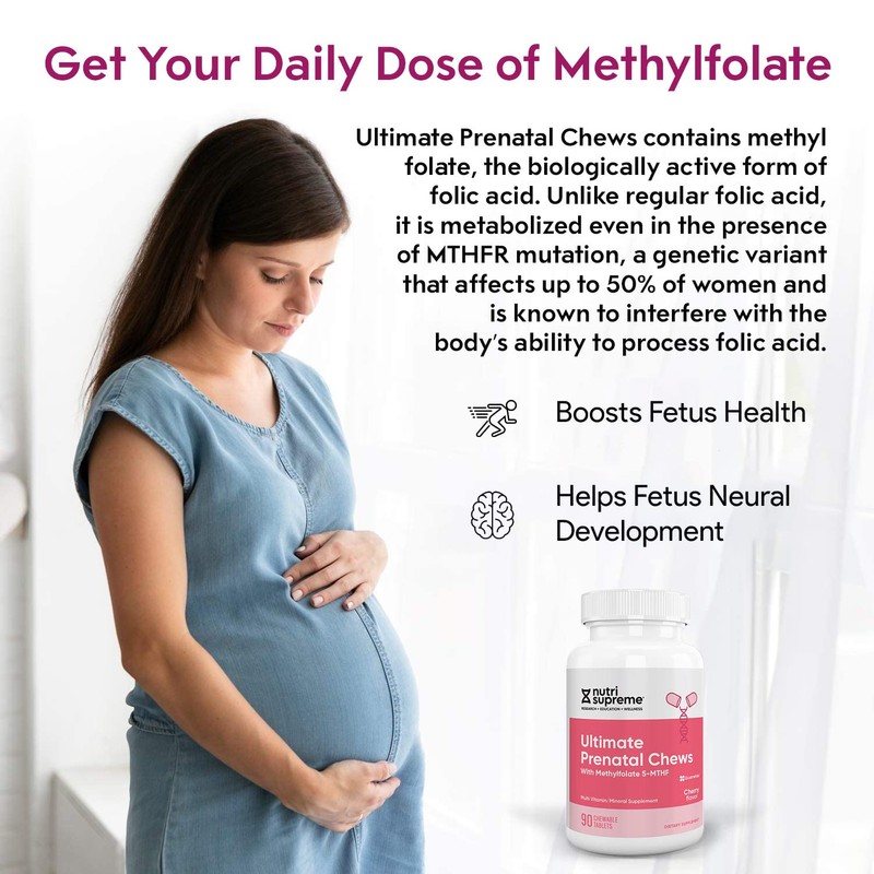 Nutri Supreme Prenatal Vitamin, Chewable Prenatal Vitamins for Women with