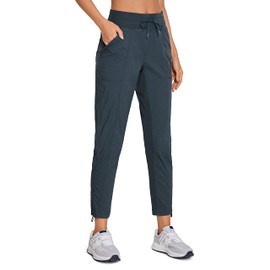 CRZ YOGA Womens Casual 7/8 Pants 27" - Lightweight Workout Outdoor Athletic Track Travel Lounge Joggers Pockets Melanite Medium