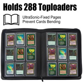 Toploader Binder, Holds 288 Toploaders, 9-Pocket Ringless Double-Sided Pockets, Waterproof Top Loader Card Storage