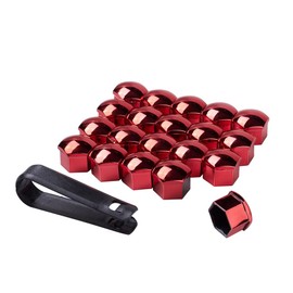 JSCARLIFE 20 Pieces Wheel Nut Cap, Universal Tyre Nut Covers Wheel Bolt Nut Caps Covers with Removal Tool for Cars (Red, 19mm)