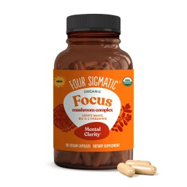 Four Sigmatic Herbal Supplement for Brain Boost Focus and Calm with Lion's Mane and Ashwaga...