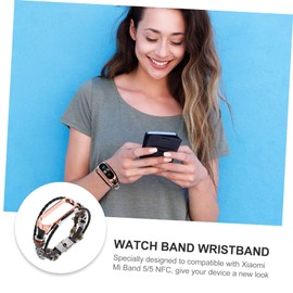 KICHOUSE Retro Style Metal Shell DIY Wristband Watch Band Replacement for Band 5 Leather Material