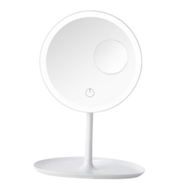 PACKOVE 1Set Desktop LED Makeup Mirror with Light Compact Vanity Mirror for Women Color Modes Magnification for Home and Travel Sleek White Design