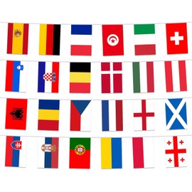 Countries Flags - 26ft/8m, Waterproof, Flags for home, Bar, Restaurant Street Party And Decoration (24 Countries)