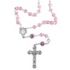TrueFaithJewelry 7mm Pink Glass Cut Crystal Flower Beads Rosary Prayer