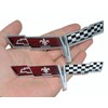 Pair Set 1980 Corvette C3 Front Nose Emblem and Rear